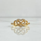 Anillo Corazon Infinito 2.5gr / T7 1/2 / Circones Blancos Oro Amarillo 18K