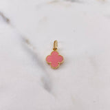 Dije Trebol VCyA 0.95gr / 2cm / Rosado Electroestatico Oro Amarillo 18K &