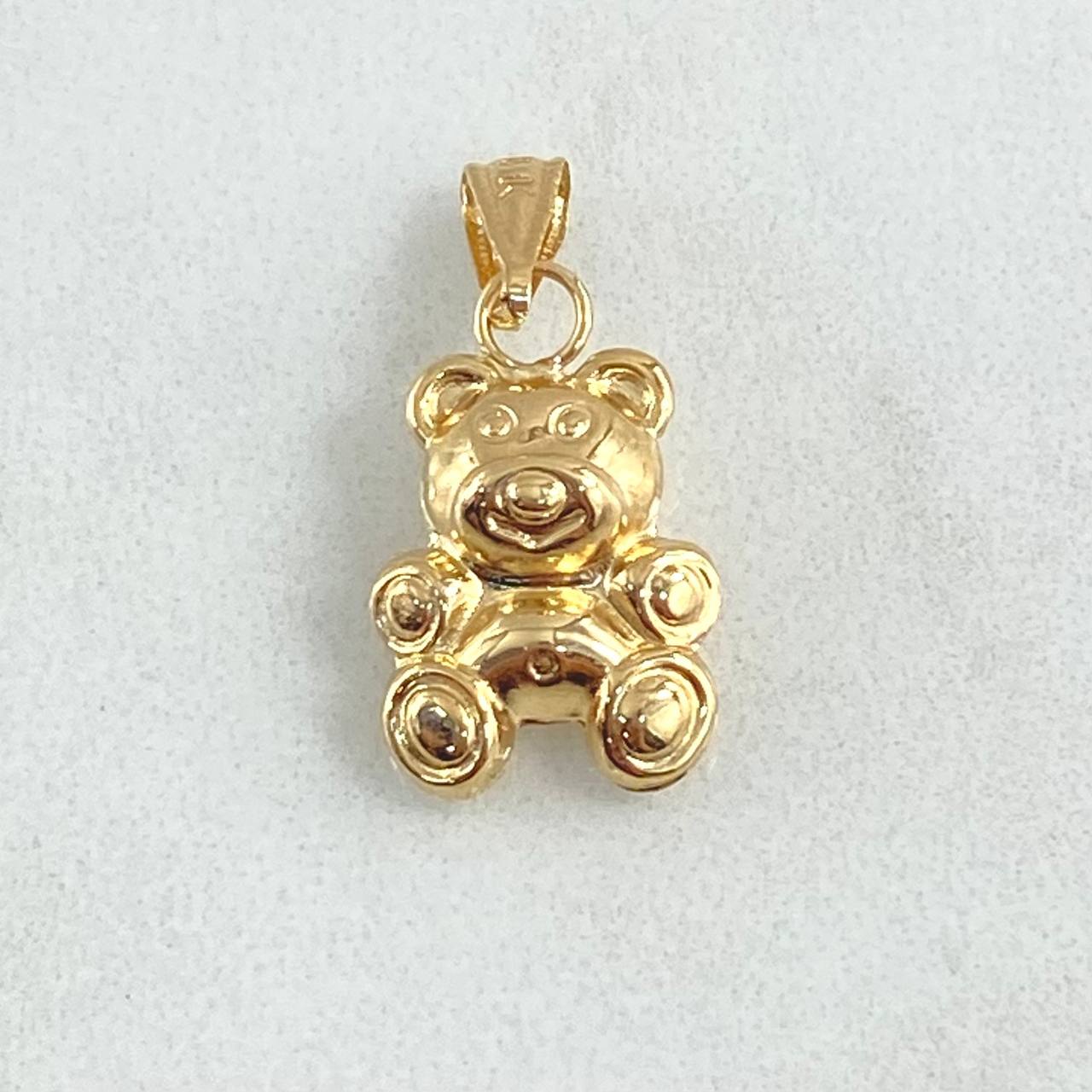 Dije Oso Liso 0.95gr / 2.4cm / Cargador Bordeado Oro Amarillo 18K ©