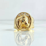 Anillo Herradura Caballo 3.15gr / T8 3/4 / Circones Blancos Oro Amarillo 18K ©