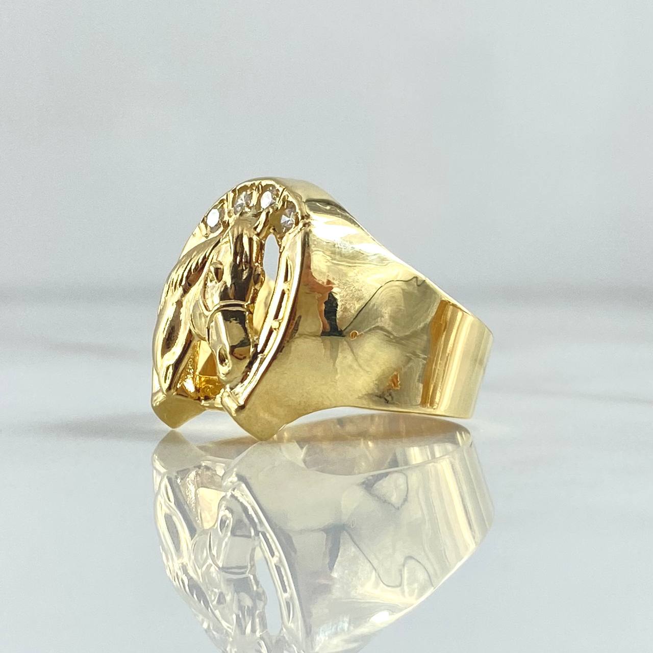 Anillo Herradura Caballo 3.15gr / T8 3/4 / Circones Blancos Oro Amarillo 18K ©