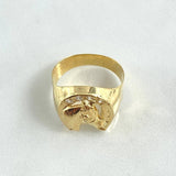 Anillo Herradura Caballo 3.15gr / T8 3/4 / Circones Blancos Oro Amarillo 18K ©