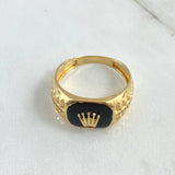 Anillo Sello Corona RX 4.25gr / T10 / Resina Negra Oro Amarillo 18K ©