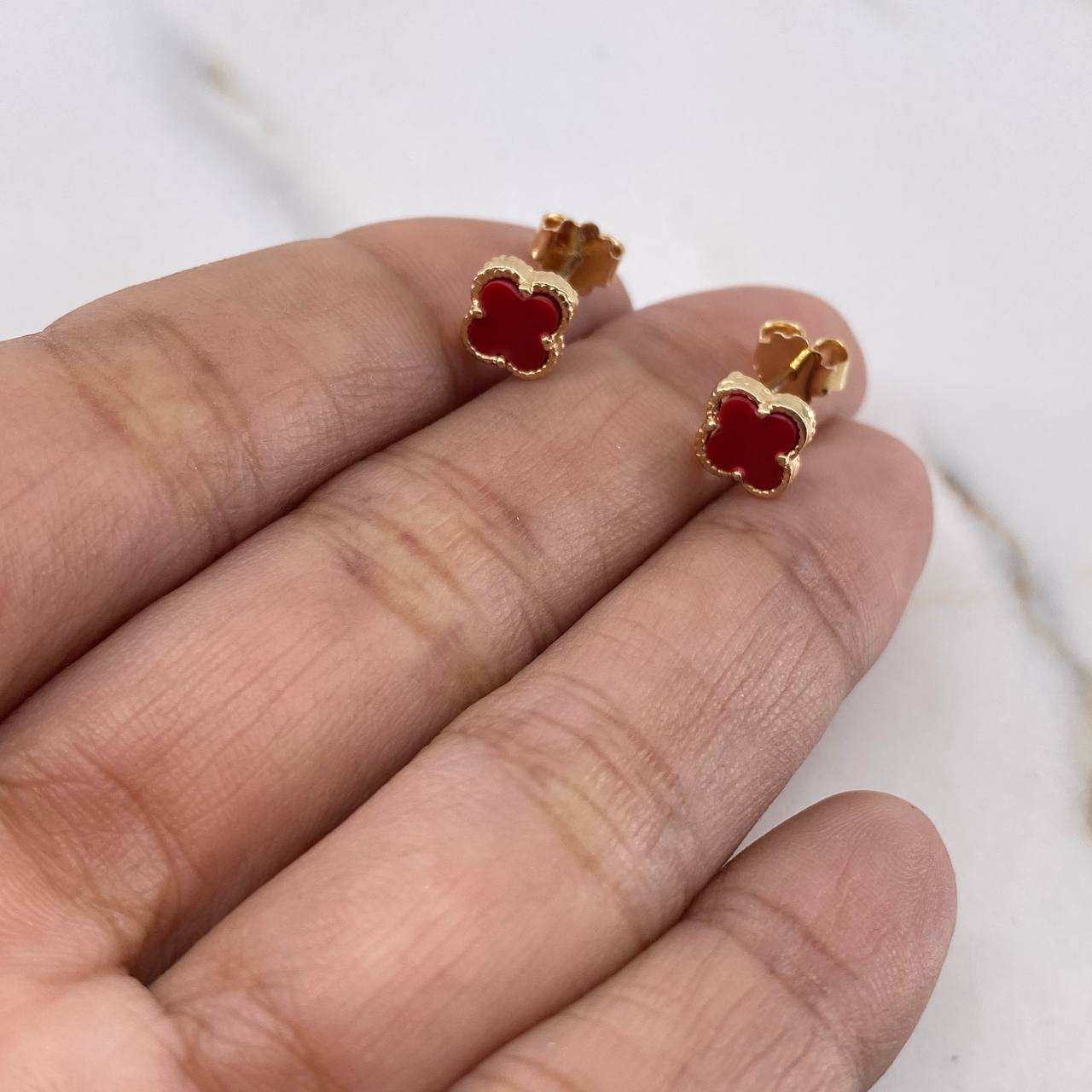 Topos Trebol VCyA 1.45gr / Agata Rojo Oro Amarillo 18K &