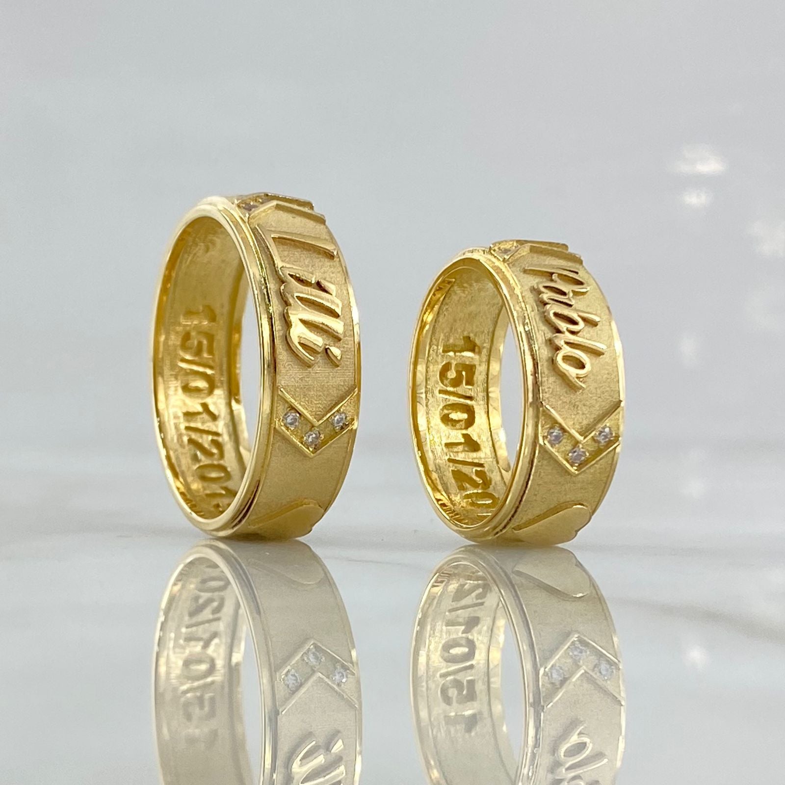 Fabricacion Bajo Pedido Anillo Argollas Rusticas Nombre Personalizadas 23gr / Oro Amarillo 18K