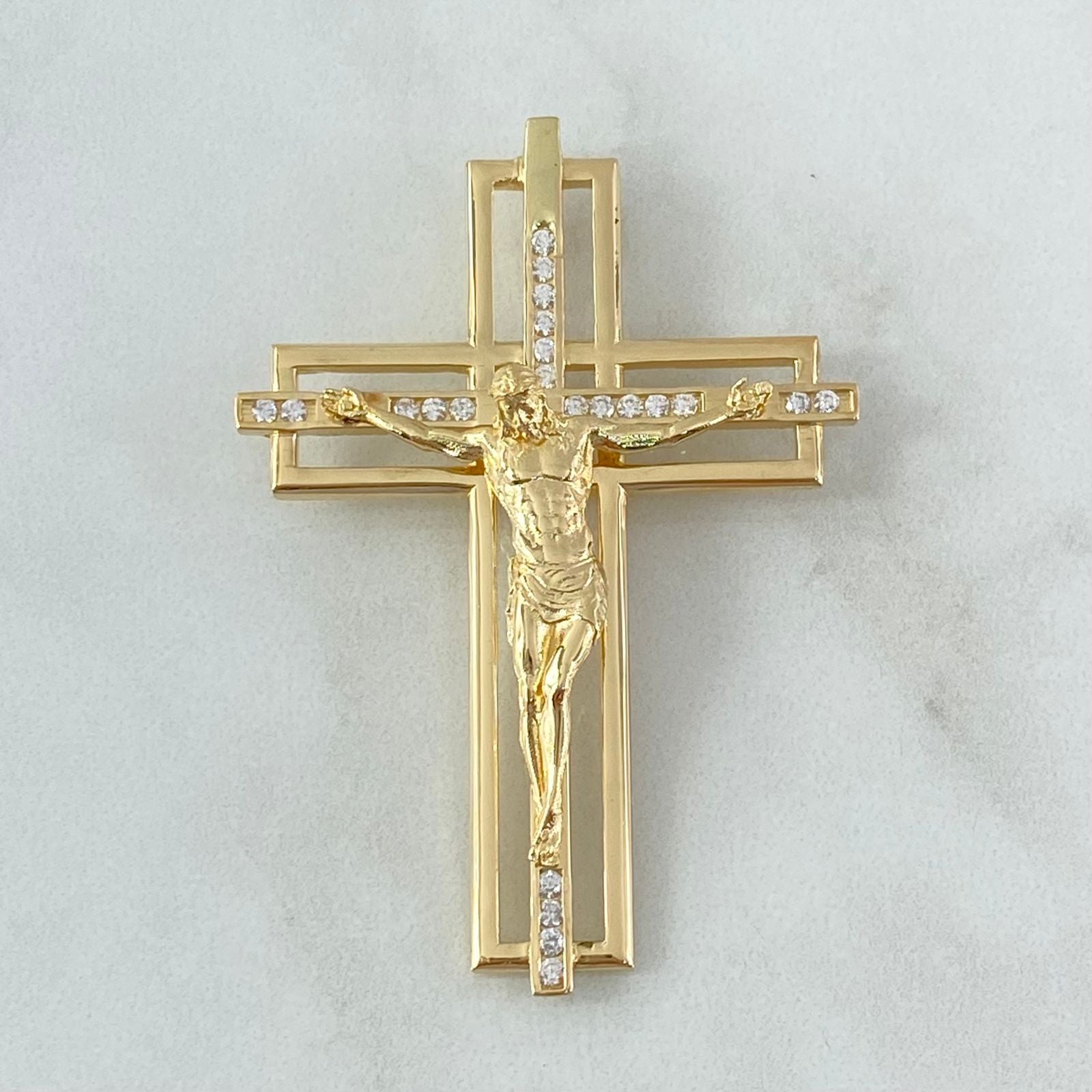 Fabricacion Bajo Pedido Dije Cruz Cristo 23gr / Circones Blancos Oro Amarillo 18K