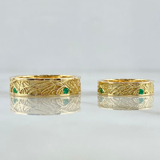 Fabricacion Bajo Pedido Anillos Argollas Enramadas Matrimonio 13gr / Circones Verdes Oro Amarillo 18K