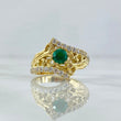 Fabricacion Bajo Pedido Anillo Solitario Basteado Grueso 9gr / Circones Blancos Verdes Oro Amarillo 18K