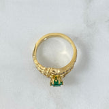 Fabricacion Bajo Pedido Anillo Solitario Basteado Grueso 9gr / Circones Blancos Verdes Oro Amarillo 18K