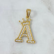 Fabricacion Bajo Pedido Dije Letra Corona Personalizada 5gr / Circones Blancos Oro Amarillo 18K