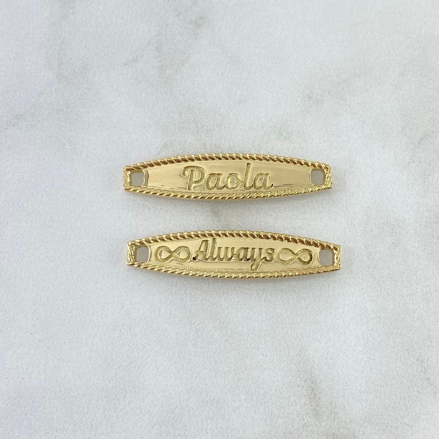 Fabricacion Bajo Pedido Herraje Par De Placas Bordeada Personalizada 7gr / Oro Amarillo 18K