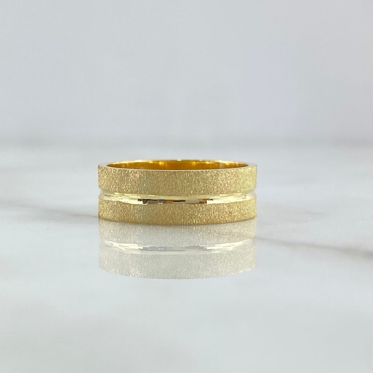 Fabricacion Bajo Pedido Anillo Argolla Mate Rayada Matrimonio 5gr / Oro Amarillo 18K