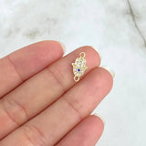 Herraje Mano Hamsa 0.55gr / 1.4cm / Circones Blancos Azul Rey Oro Amarillo 18K