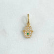 Dije Mano Hamsa 0.55gr / 1.6cm / Circones Blancos Verde Oro Amarillo 18K