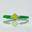 Pulsera Verde Herraje Trébol VCyA 0.95gr / Diamantado Oro Amarillo 18K