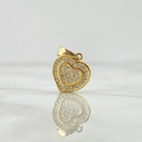 Dije Corazón Interno 2.3gr / 1.9cm / Circones Blancos Oro Amarillo 18K