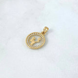 Dije Madre Hijo 1.5gr / 2cm / Circones Blancos Oro Amarillo 18K