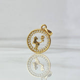 Dije Madre Hijo 1.5gr / 2cm / Circones Blancos Oro Amarillo 18K