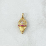 Dije Helado 1.55gr / 2cm / Circones Blancos Fucsia Oro Amarillo 18K