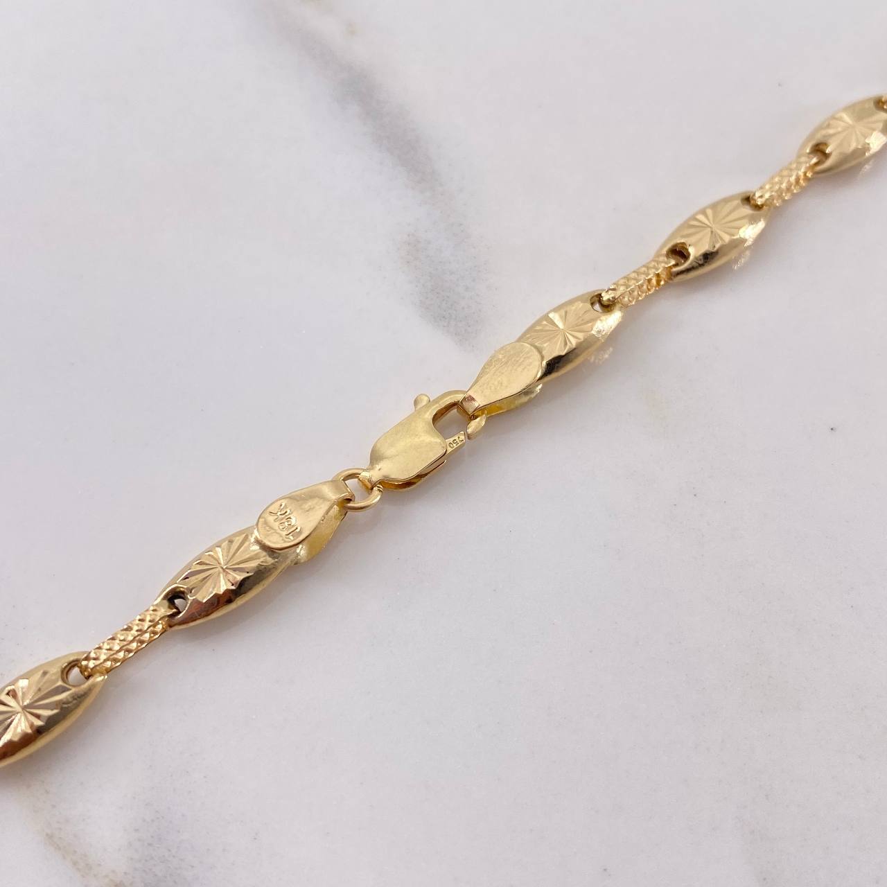 Cadena Rustica Eslabon 12.9gr / 60cm / 4.3mm Diamantado Oro Amarillo 18K &