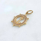 Dije Ancla Timon 1.9gr / 2.6cm / Circones Blancos Oro Amarillo 18K