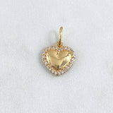 Dije Corazón Cojin Bordeado 1.4gr / 1.8cm / Circones Blancos Oro Amarillo 18K