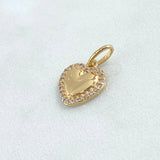 Dije Corazón Cojin Bordeado 1.4gr / 1.8cm / Circones Blancos Oro Amarillo 18K