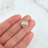 Dije Corazón Cojin Bordeado 1.4gr / 1.8cm / Circones Blancos Oro Amarillo 18K