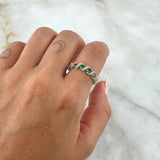 Anillo Trenza Curva 3.1gr / T7 / Circones Blancos Verdes Oro Amarillo 18K