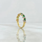 Anillo Trenza Curva 3.1gr / T7 / Circones Blancos Verdes Oro Amarillo 18K