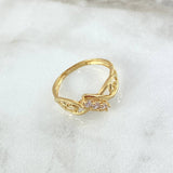 Anillo Trio Infinito Corazón 1.9gr / T6 3/4 / Circones Blancos Oro Amarillo 18K