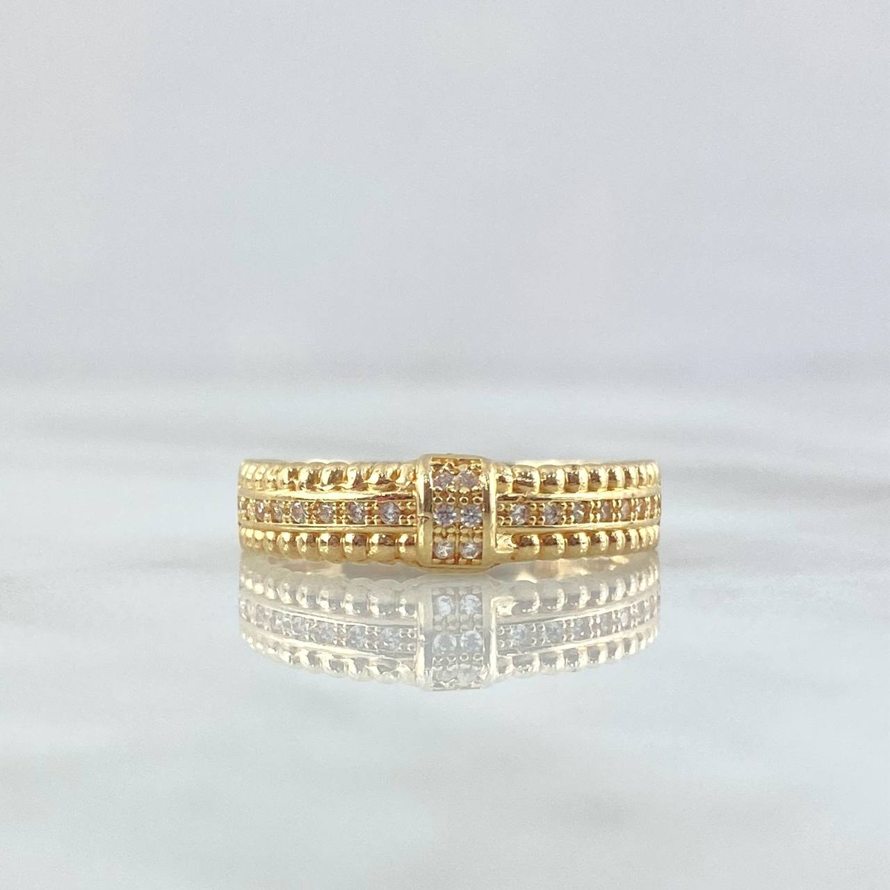 Anillo Carril Interceptado 3.35gr / T8 / Circones Blancos Oro Amarillo 18K