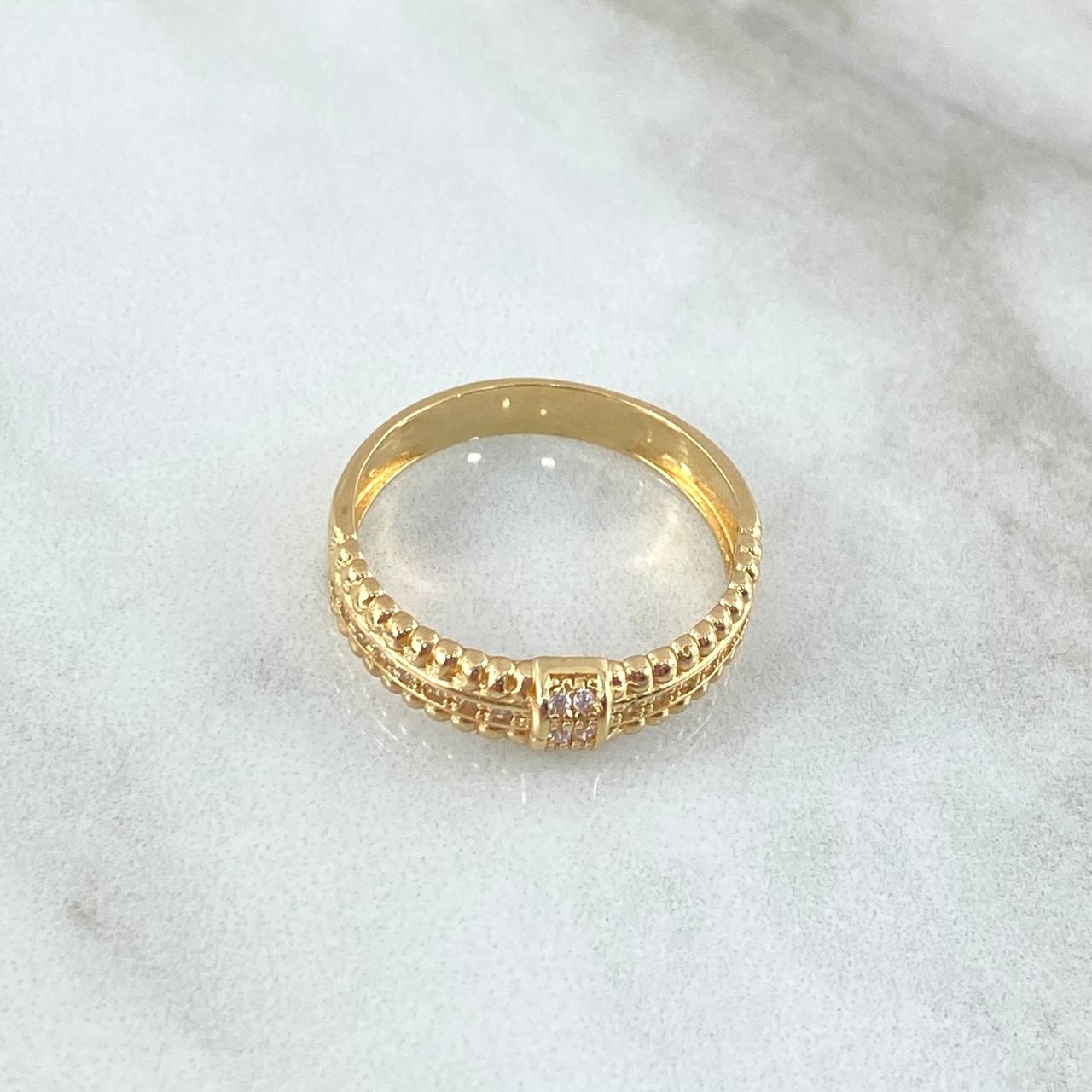 Anillo Carril Interceptado 3.35gr / T8 / Circones Blancos Oro Amarillo 18K