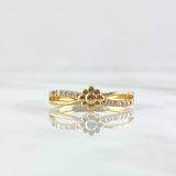 Anillo Flor Infinita 2.25gr / T6 3/4 / Circones Blancos Oro Amarillo 18K