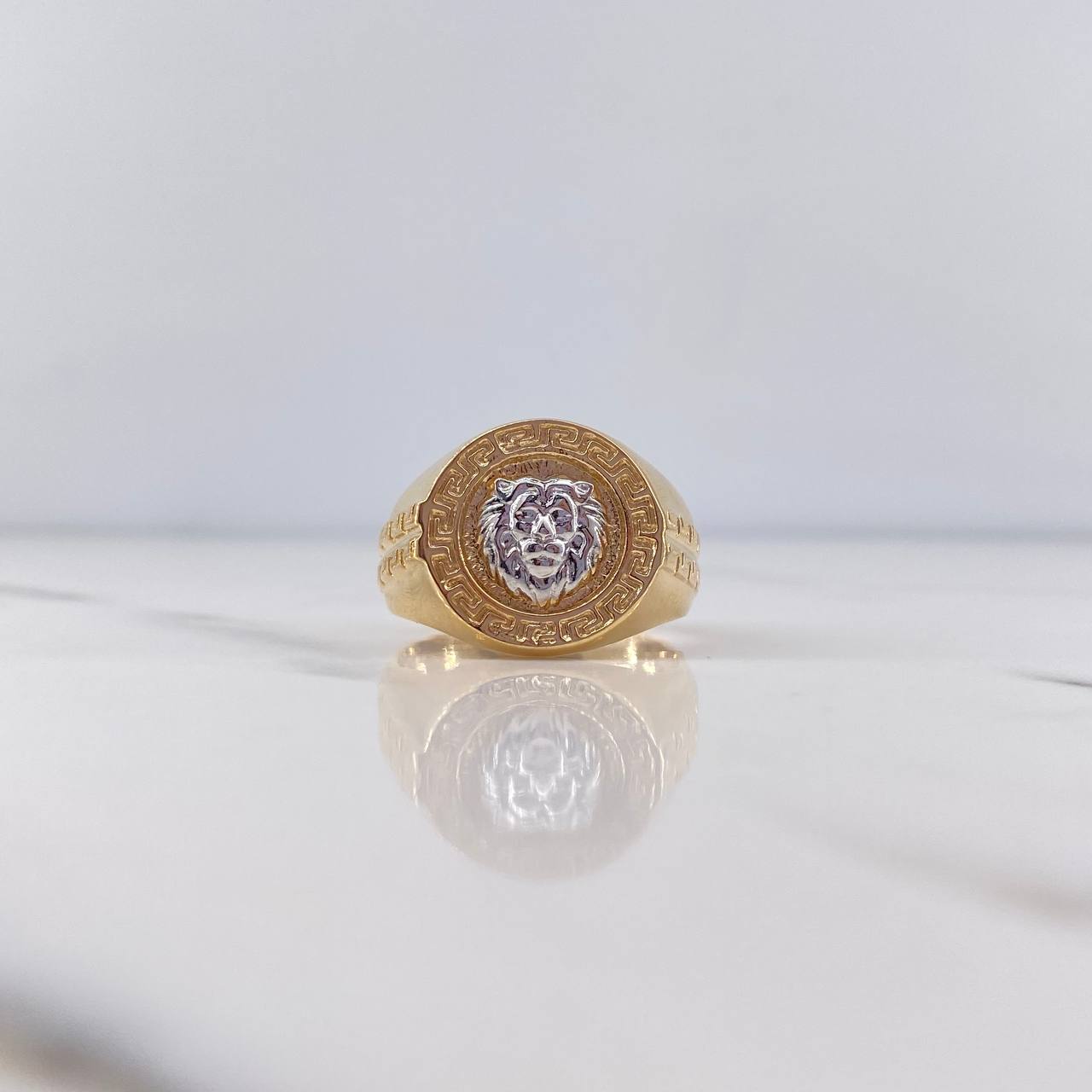 Anillo Leon Tribal 9.25gr / T10 / Dos Oros Amarillo Blanco 18K $