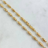 Cadena Rustica Barril 8.35gr / 60cm / 3mm Rayada - Lisa Oro Amarillo 18K