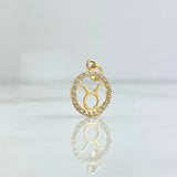 Dije Signo Tauro 1gr / 2cm / Circones Blancos Oro Amarillo 18K