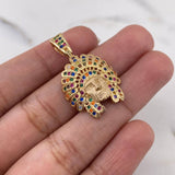 Dije Indio 4.3gr / 3.1cm / Circones Colores Oro Amarillo 18K $