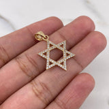 Dije Estrella De David 1.9gr / 2.6cm / Circones Blancos Oro Amarillo 18K $