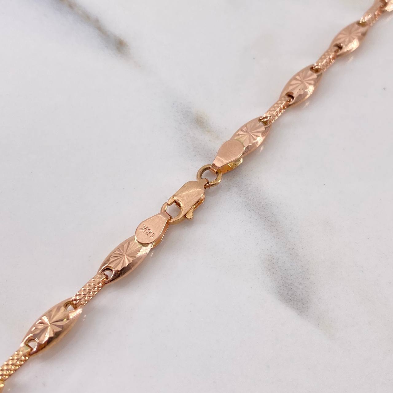 Cadena Rustica Eslabon 12.7gr / 60cm / 4.3mm Diamantado Oro Rosa 18K $