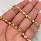 Rosario Virgen Milagrosa 9.7gr / 55cm / 4mm Bolas Diamantadas Oro Amarillo 18K $