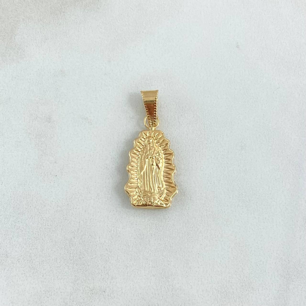 Dije Virgen Guadalupe Silueta 1.3gr / 3cm / Lisa - Cargador Bordeado Oro Amarillo 18K ©