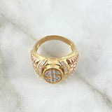 Anillo Sello Signo Dólar 10gr / T10 / Circones Blancos Tres Oros 18K ©