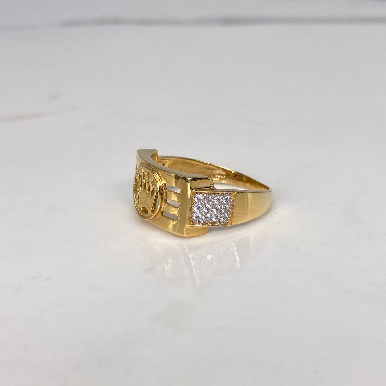 Anillo Corona RX 5.45gr / T9 1/4 / Circones Blancos Oro Amarillo &