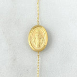 Pulso Denario Virgen Milagrosa Mate 2.15gr / 20cm / 2mm Bolas Lisas - Cruz Lisa Oro Amarillo +4