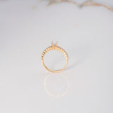 Anillo Solitario Circulos 2.45gr / T7 / Circones Blancos Oro Amarillo $