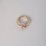 Anillo Solitario Lineas Curvas 3gr / T7 / Circones Blancos Dos Oros Amarillo Blanco $