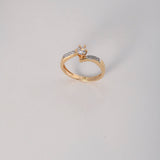 Anillo Solitario Lineas Curvas 3gr / T7 / Circones Blancos Dos Oros Amarillo Blanco $