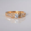 Anillo Solitario Puente 3.3gr / T6 / Circones Blancos Oro Amarillo $