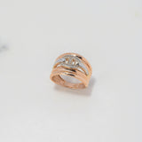 Anillo Cinturon 5.25gr / T7 / Liso Circones Blancos Dos Oros Blanco Rosa $